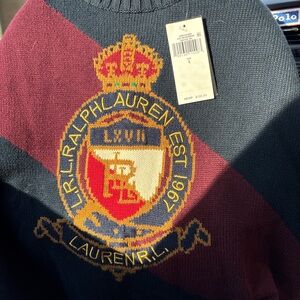 Ralph Lauren Black and Burgundy Crewneck Sweater